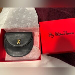 Paloma Picasso Black Leather Coin Purse Frame French